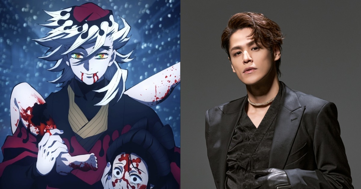 宮野真守在《劇場版「鬼滅之刃」無限城篇 第一章 猗窩座再襲》精彩詮釋「上弦之貳・童磨」。(圖/翻攝自鬼滅之刃Wiki | Fandom、宮野真守X)
