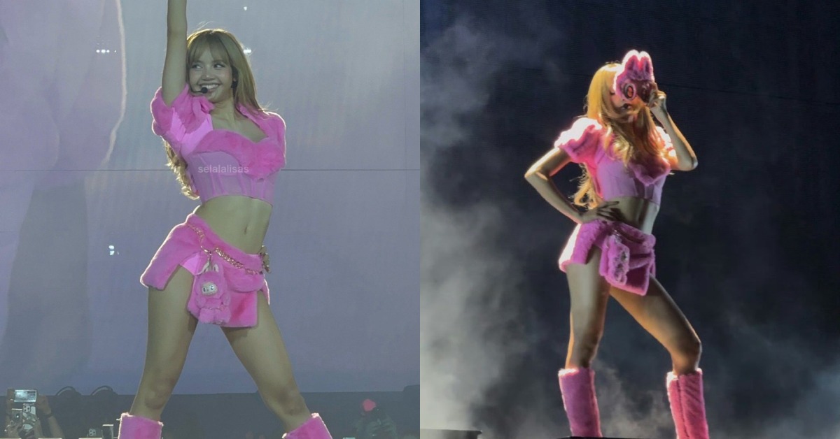 韓國女團BLACKPINK成員Lisa化身成粉色Labubu演出。（圖／翻攝自X）