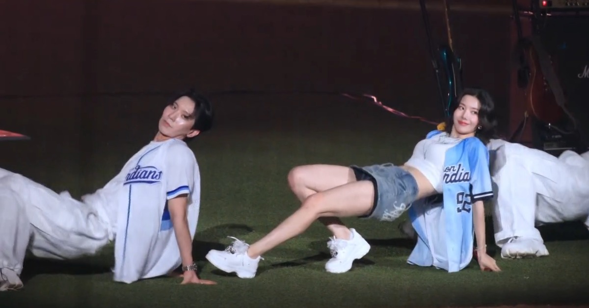 富邦悍將大巨蛋主題日第二天,水彈女神權恩妃在大巨蛋熱舞。(圖/翻攝自YT走一日球迷)
