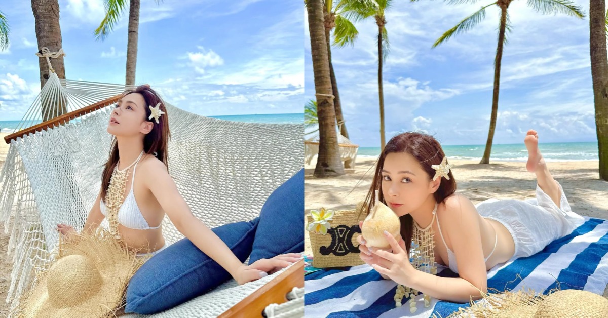 阿嬌海邊度假照。（圖／翻攝自阿嬌Instagram）