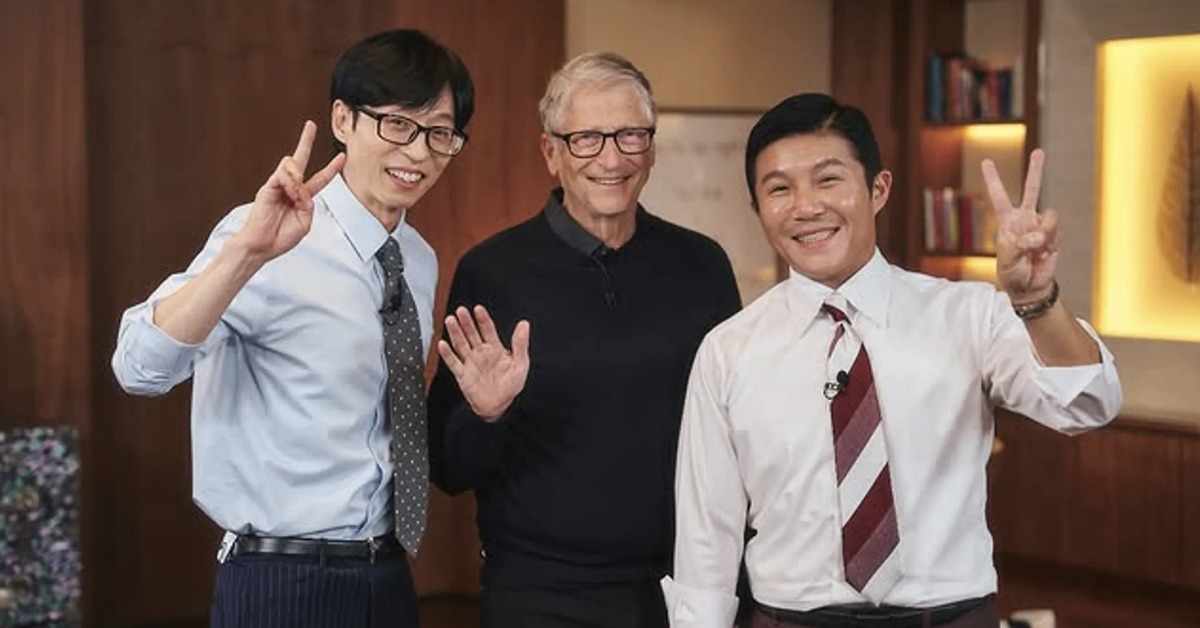比爾蓋茲（Bill Gates）登上劉在錫和曹世鎬主持的韓綜。（圖／翻攝自《劉QUIZ ON THE BLOCK》 IG）