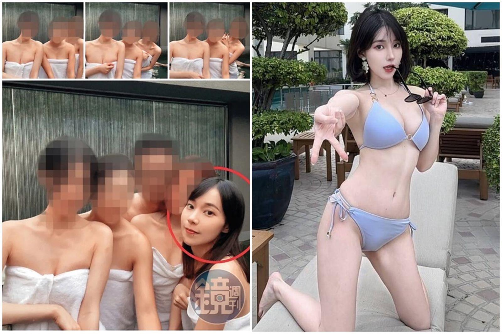 網紅奈奈子(Koori)去年遭本刊獨家爆料爆陪睡已婚富商,甚至還找好姊妹們一起「4女共侍1夫」泡裸湯,惹火元配怒掀醜聞。(圖/鏡週刊讀者提供,圖左/奈奈子IG,圖右)