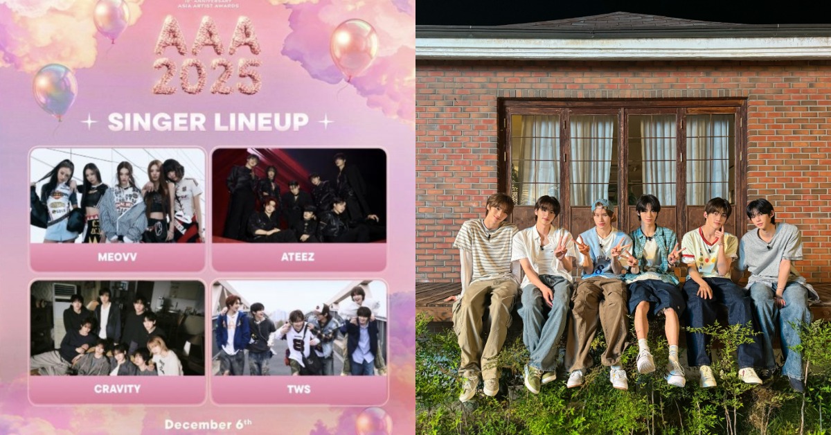 《2025 AAA》確定MEOVV、ATEEZ、CRAVITY以及TWS將現身登台高雄世運主場館。（圖／翻攝自官網、TWS X）