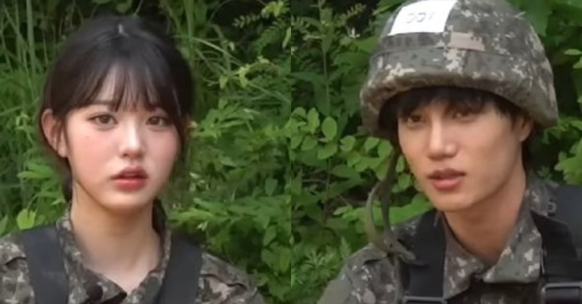 EXO成員Kai(金鍾仁)YT節目和IVE張員瑛一起體驗軍隊生活。(圖/翻攝自ootbstudio YouTube)