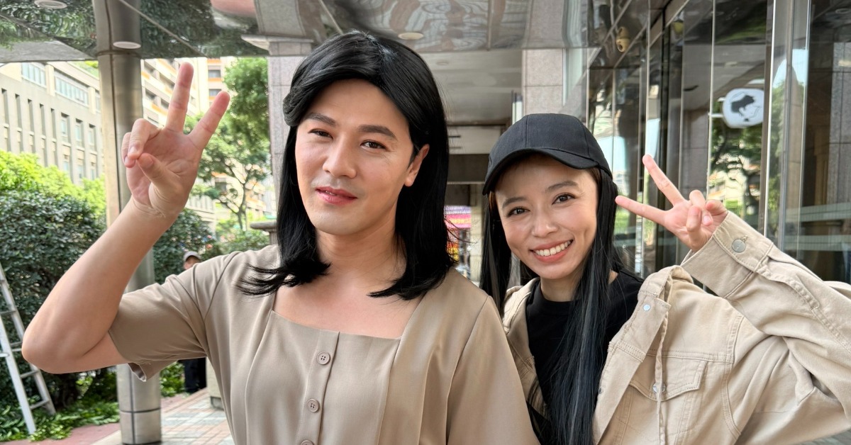 黃文星首次挑戰「女裝造型」辦案,照鏡子直呼快想吐。(圖/民視提供)
