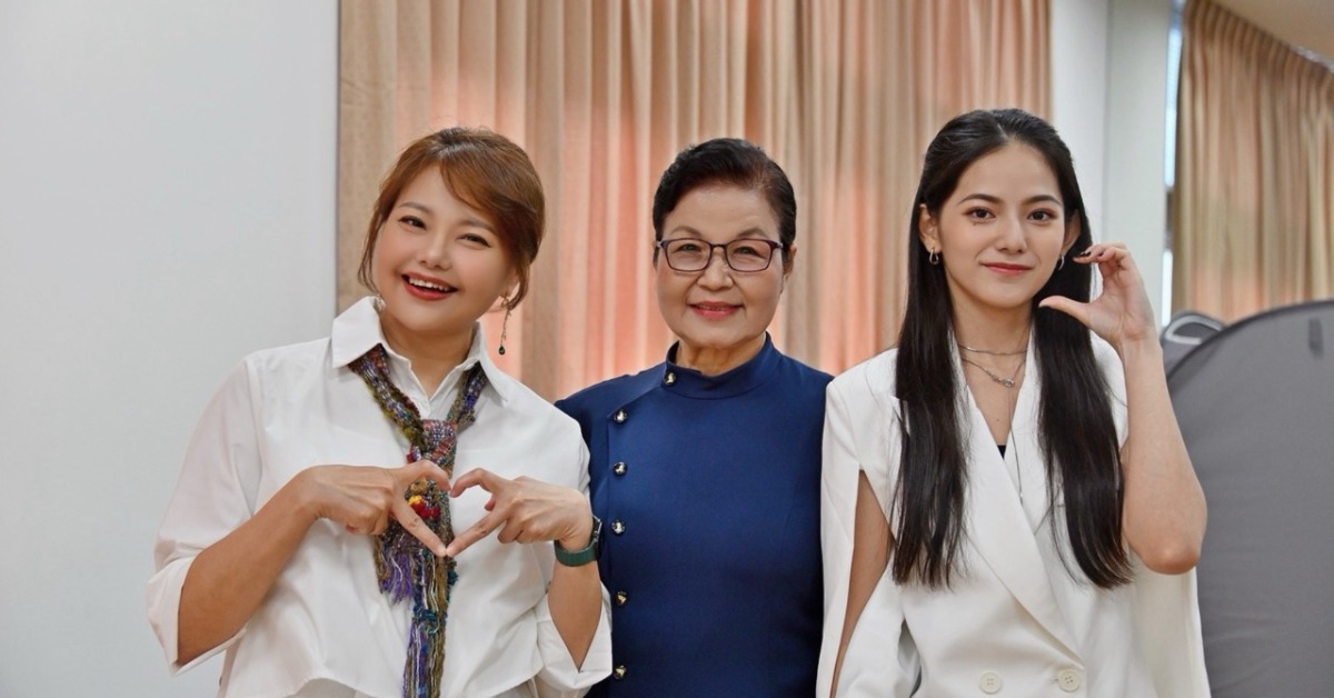 大愛劇《接住流星的人》林嘉俐、原型人物江柑、陳垣希一同宣傳新戲。（圖／大愛提供）