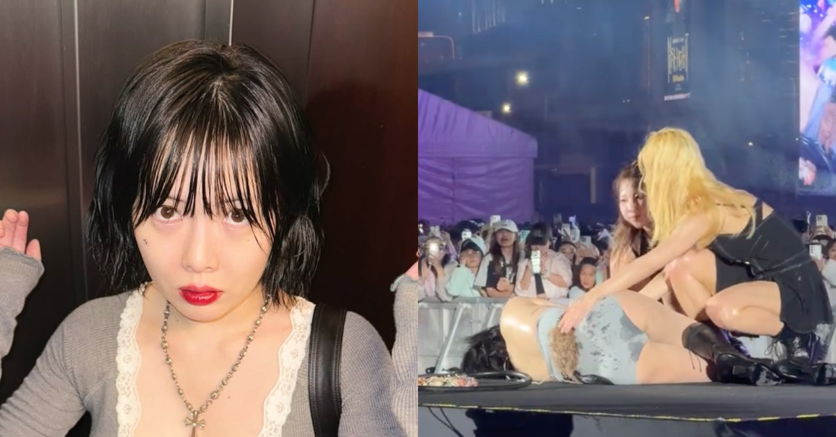 泫雅演出到一半突然暈倒。（圖／翻攝自泫雅IG、微博）