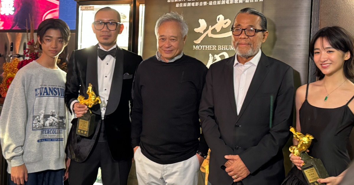 白潤音（左起）、張吉安導演、李安導演、金馬執委會主席李屏賓以及許恩怡。（圖／記者黃雅琪攝影）