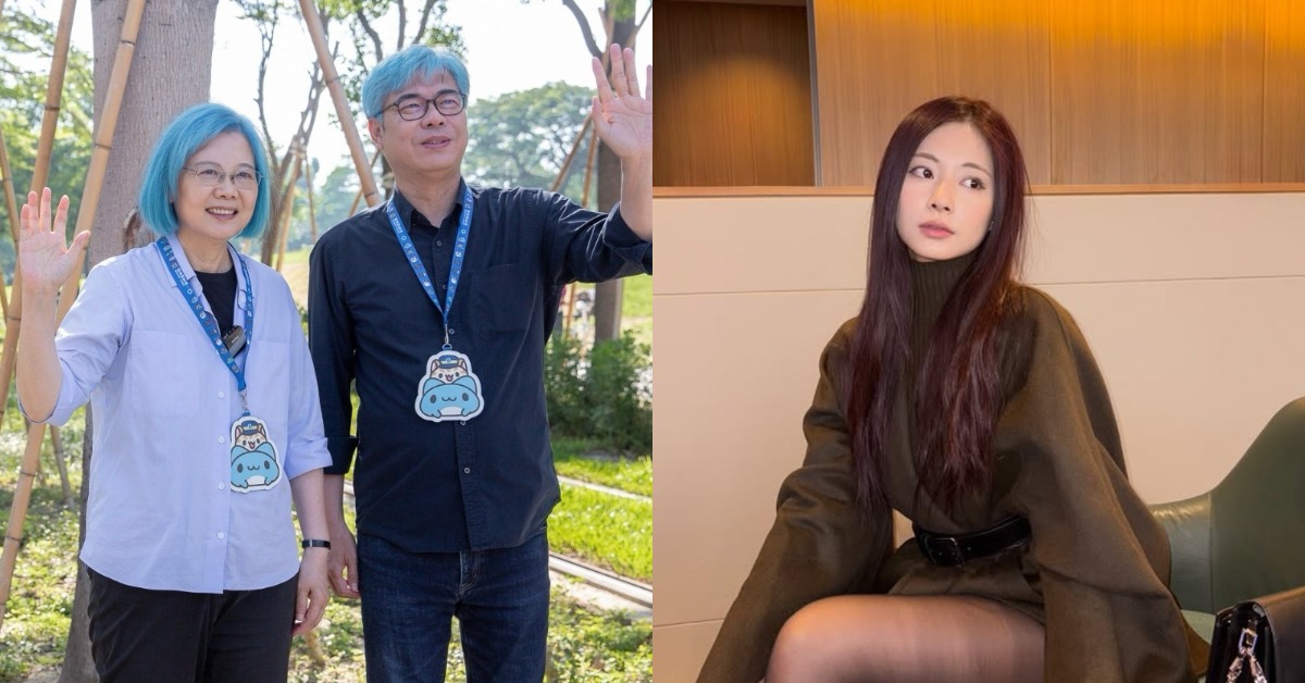 蔡英文在自己社群發文並換成藍髮，喊話：「台灣的女兒子瑜」。（圖／翻攝自蔡英文Threads、子瑜 IG）