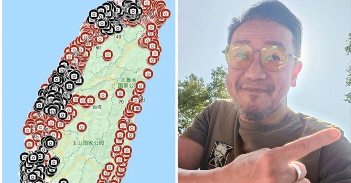 陳為民轉貼台灣測速照相地圖並質疑全台設置過密。（圖／翻攝自陳為民臉書）