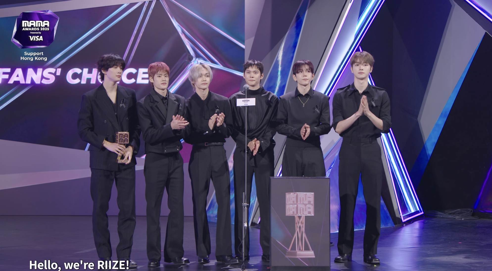 《2025 MAMA》粉絲選擇獎 - 男子RIIZE。（圖／翻攝自Mnet Plus）