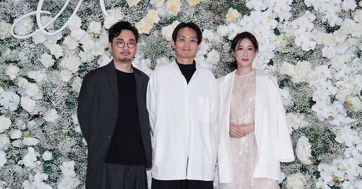 邱澤、許瑋甯婚禮，「媒人組」導演殷振豪及監製程偉豪、金百倫也現身。（圖／東森娛樂）