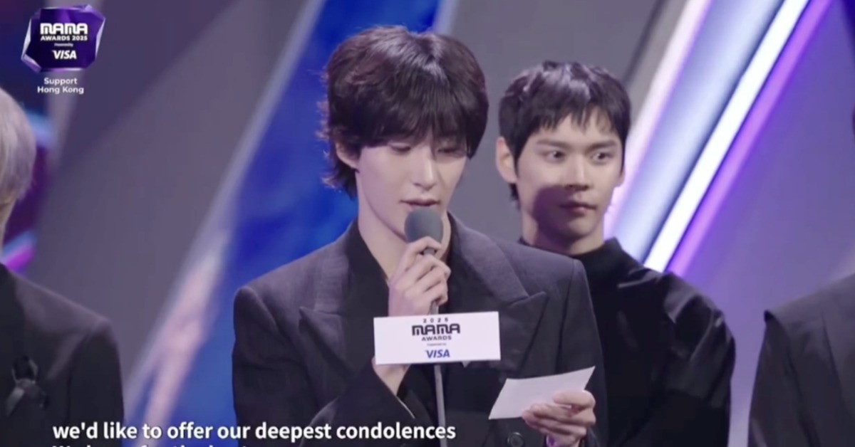 獲得Fans' Choice獎項的男團RIIZE，成員Anton以廣東話表達哀悼。（圖／翻攝自Mnet Plus）