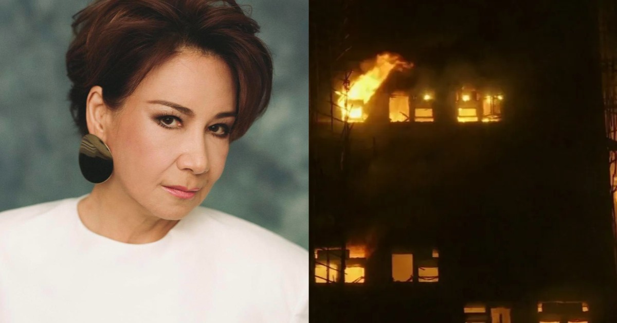 無情大火吞噬香港大埔宏福苑，甄妮開轟官員。（圖／翻攝自甄妮臉書、東森新聞）