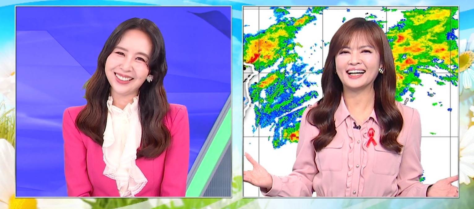 兩位美女主播驚喜同框。（圖／東森新聞）