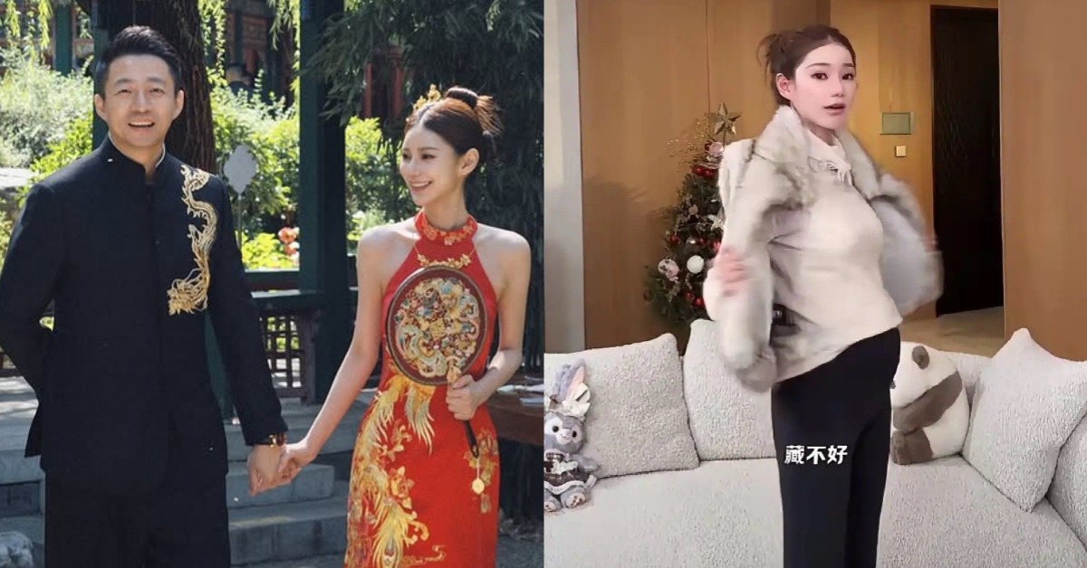 馬筱梅直播中展示孕肚。（圖／翻攝自馬筱梅Instagram、微博）