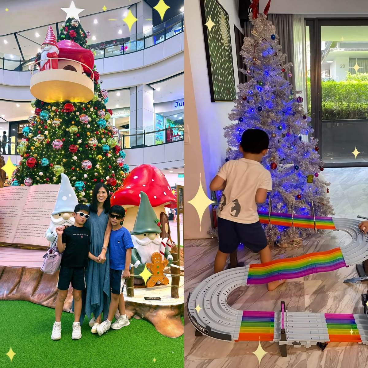 楊采妮與8歲雙胞胎而歡慶聖誕節。（圖／翻攝自楊采妮小紅書）