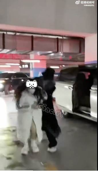 中國男星靈超在高鐵站搶奪跟拍女子手機，將其推搡拉扯導致其倒地。（圖／翻攝自微博）