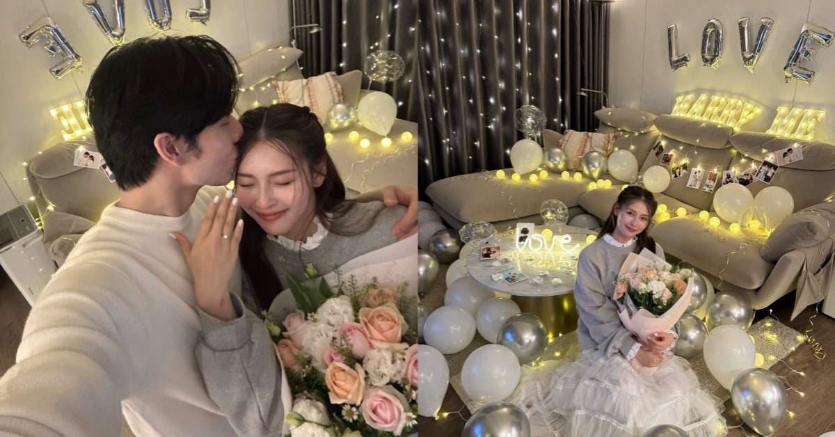 管麟成功求婚女友吳季璇。（圖／翻攝自管麟臉書）