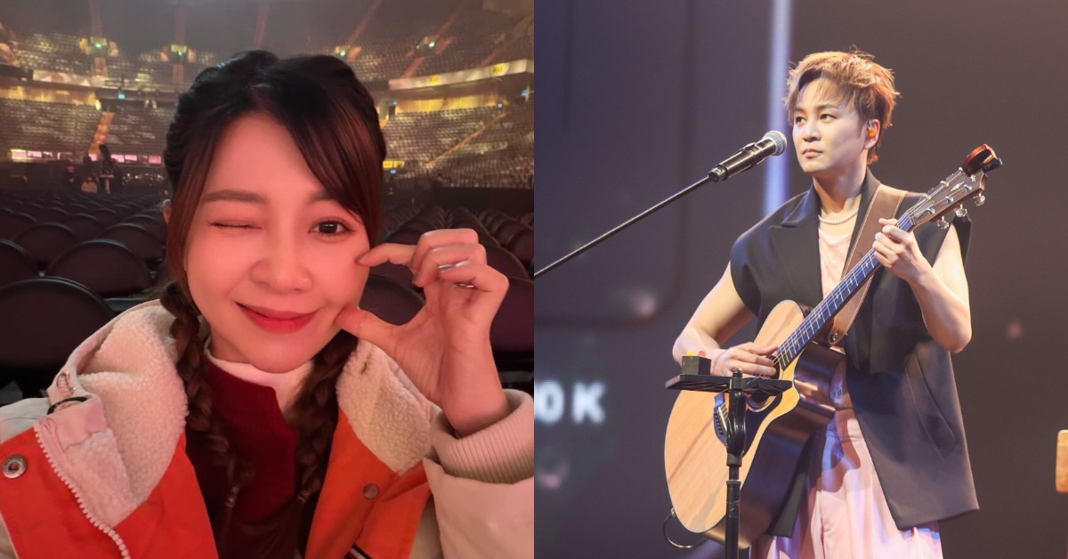 謝京穎昨（10）日挺孕肚現身台北小巨蛋。（圖／翻攝自謝京穎Threads、相信音樂提供）