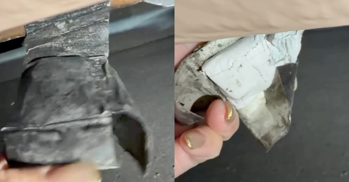 黑色膠帶包裹著定位器隱藏在車底。（圖／翻攝自Threads）