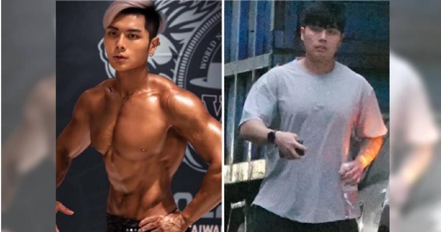 三、四年前的晨灰（左）是個身材精實的肌肉男，如今仍然身形仍魁武但較過去寬一些。（圖／翻攝自晨灰IG、CTWANT提供）