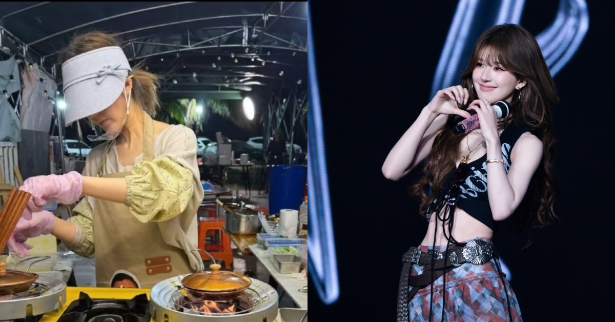 趙露思近日現身海南的夜市擺攤。（圖／翻攝自微博）