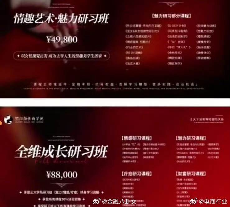 黑白顛性商學院課程內容。（圖／翻攝自微博＠金融八卦女）