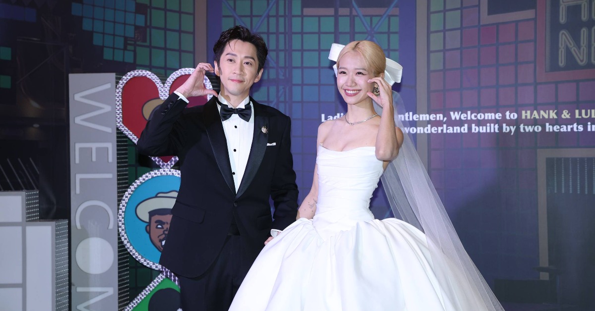 Lulu、陳漢典甜蜜現身婚宴現場。（圖／東森娛樂）