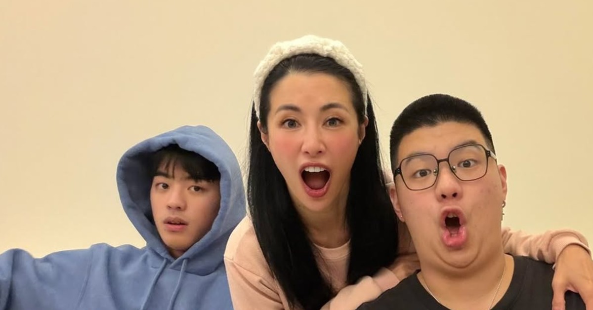 李蒨蓉與2名兒子拍片談美國驚魂記。（圖／翻攝自李蒨蓉Instagram）