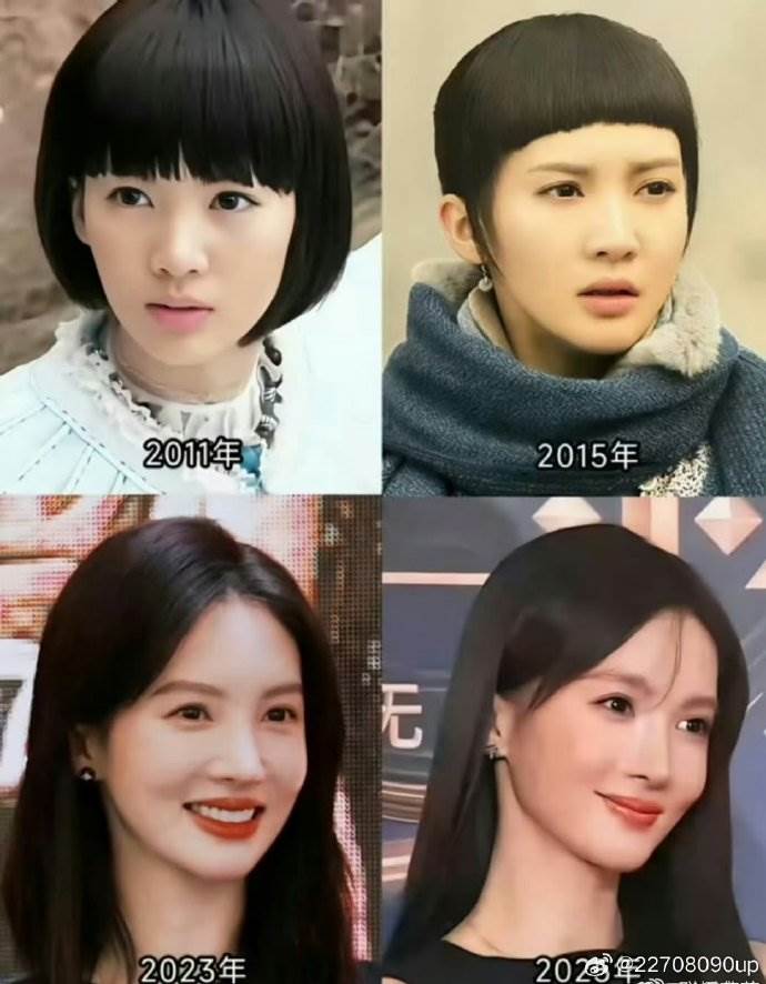 中國網友在微博將金晨2011年到2025年的照片拼接在一起。（圖／翻攝自微博）