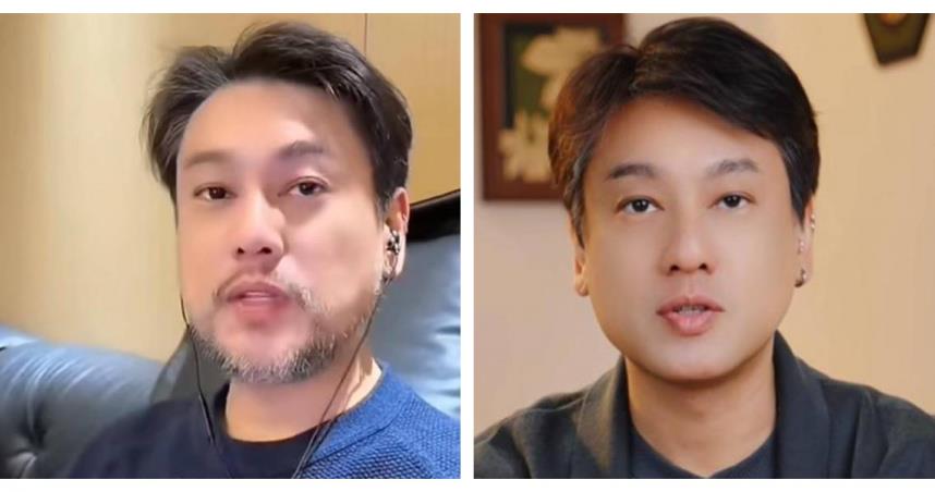 朱孝天近期開直播與粉絲互動，鬢角與鬍鬚出現明顯白髮，引起網友熱議。（圖／翻攝自微博@牙縫俚的韭菜、朱孝天）