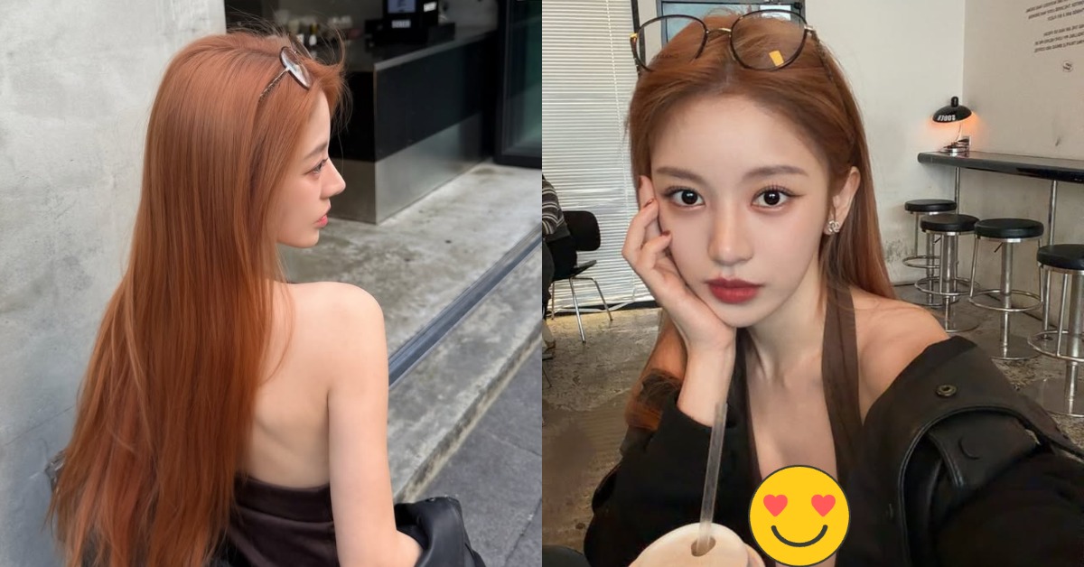 女星蔡瑞雪染橘髮曬出超深事業線。（圖／翻攝自蔡瑞雪 IG）