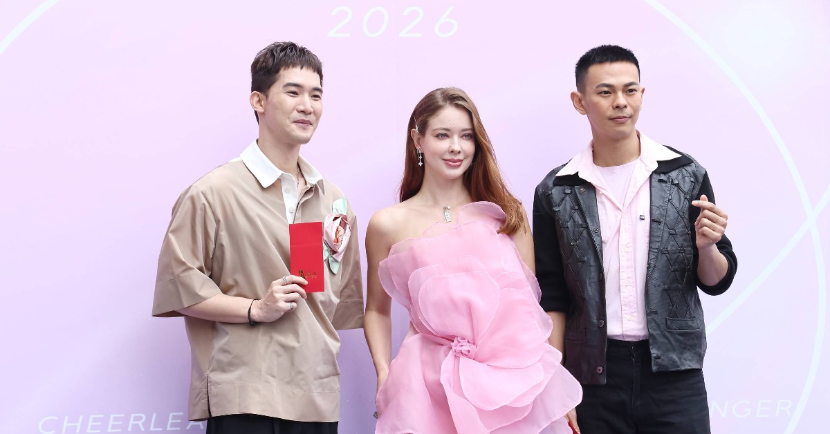 楊鎮（左起）、安妮、孫綻出席開工活動。（圖／東森娛樂）