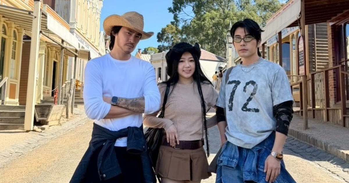 快電商三位創辦人森田與丫頭詹子晴、Vic陳雋希去澳洲走春。（圖／快電商提供）