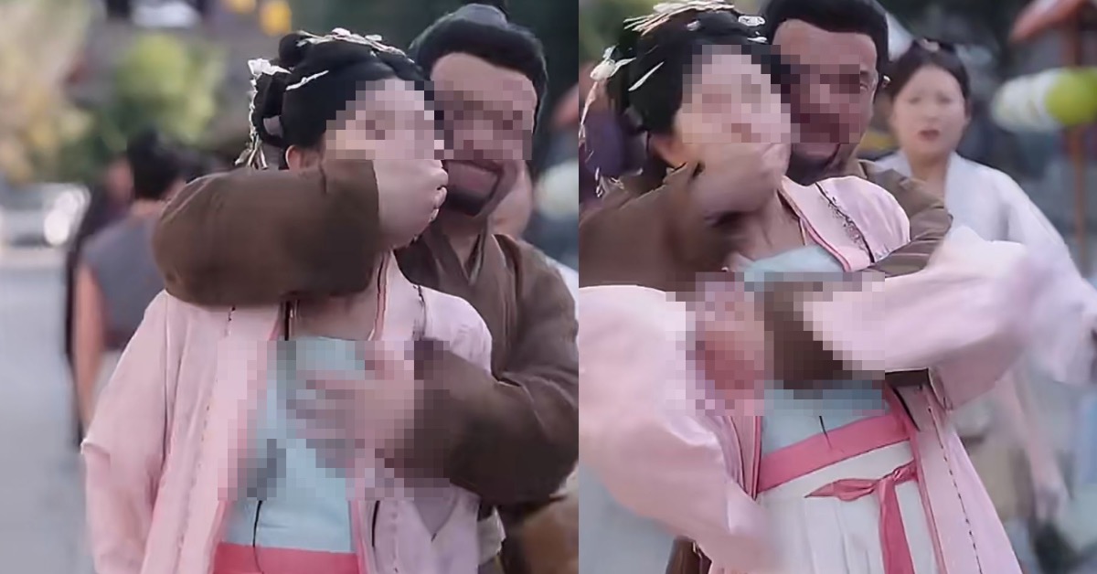 中國短劇《重回被換子之前，侯府主母贏麻了》男演員在綁架戲中手部動作引發質疑。（圖／翻攝自微博＠星事少女）