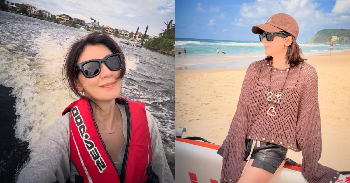 女星賈靜雯曬出在海邊遊玩的照片。（圖／翻攝自賈靜雯 臉書）