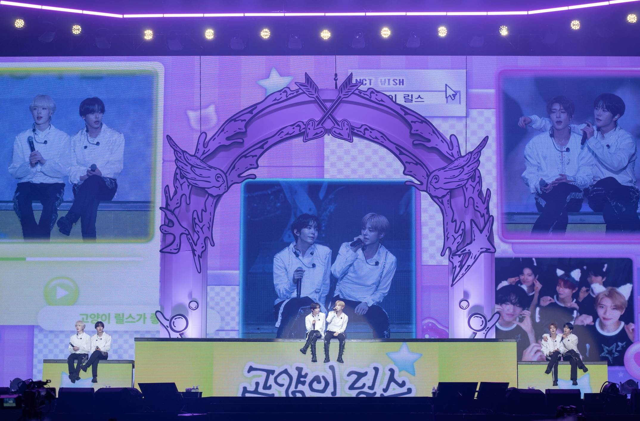 男團NCT WISHNCT WISH用心準備中文告白詞 與粉絲互動（左起：SAKUYA、RIKU、RYO、YUSHI、SION、JAEHEE）。（圖／SHOWOFFICE提供）