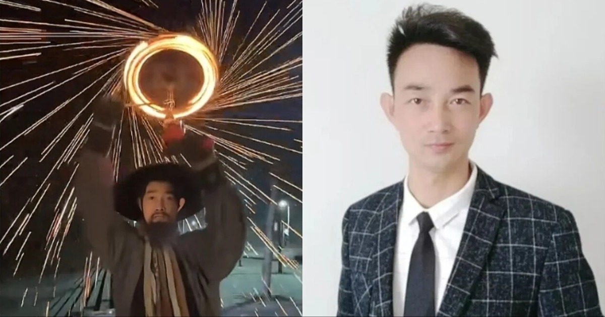 中國大陸41歲打鐵花網紅離世。（圖／翻攝自抖音） 