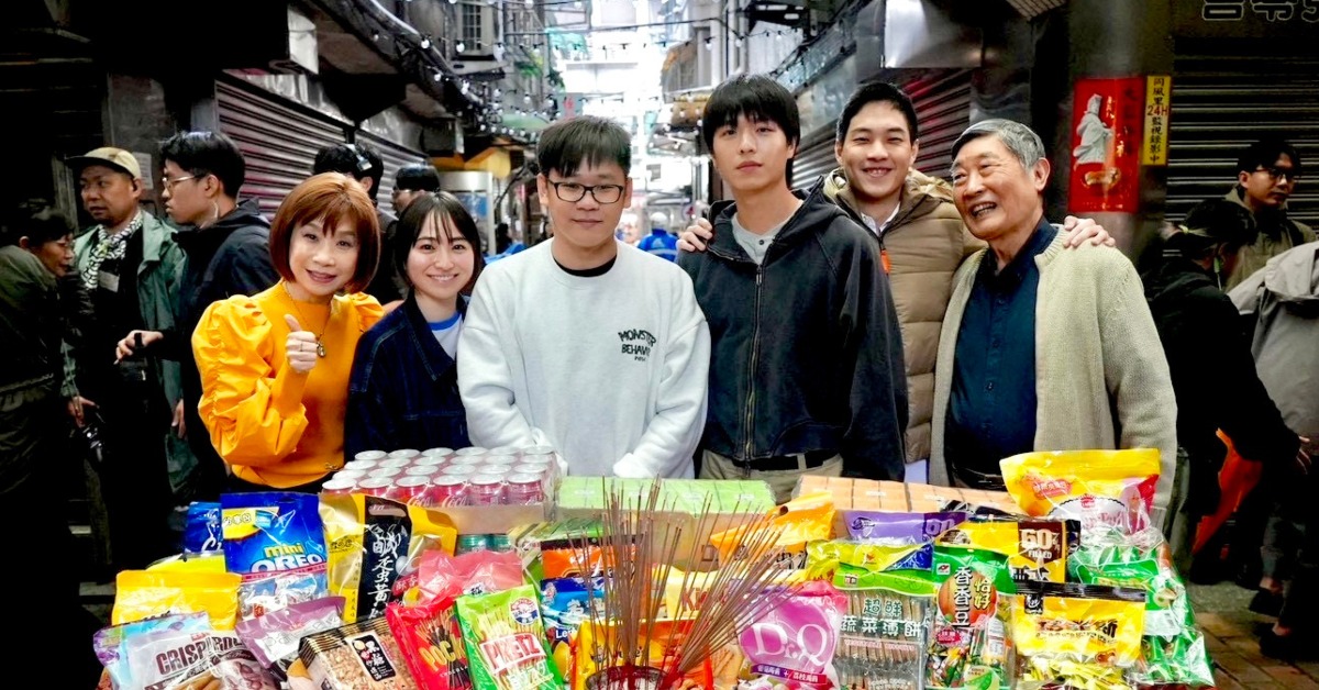 電影《星空之夏》基隆開鏡，演員今子嫣（左起）、田牧空 、導演林明智、演員王碩瀚、賴宥成、李右杭。（圖／映虹影視）