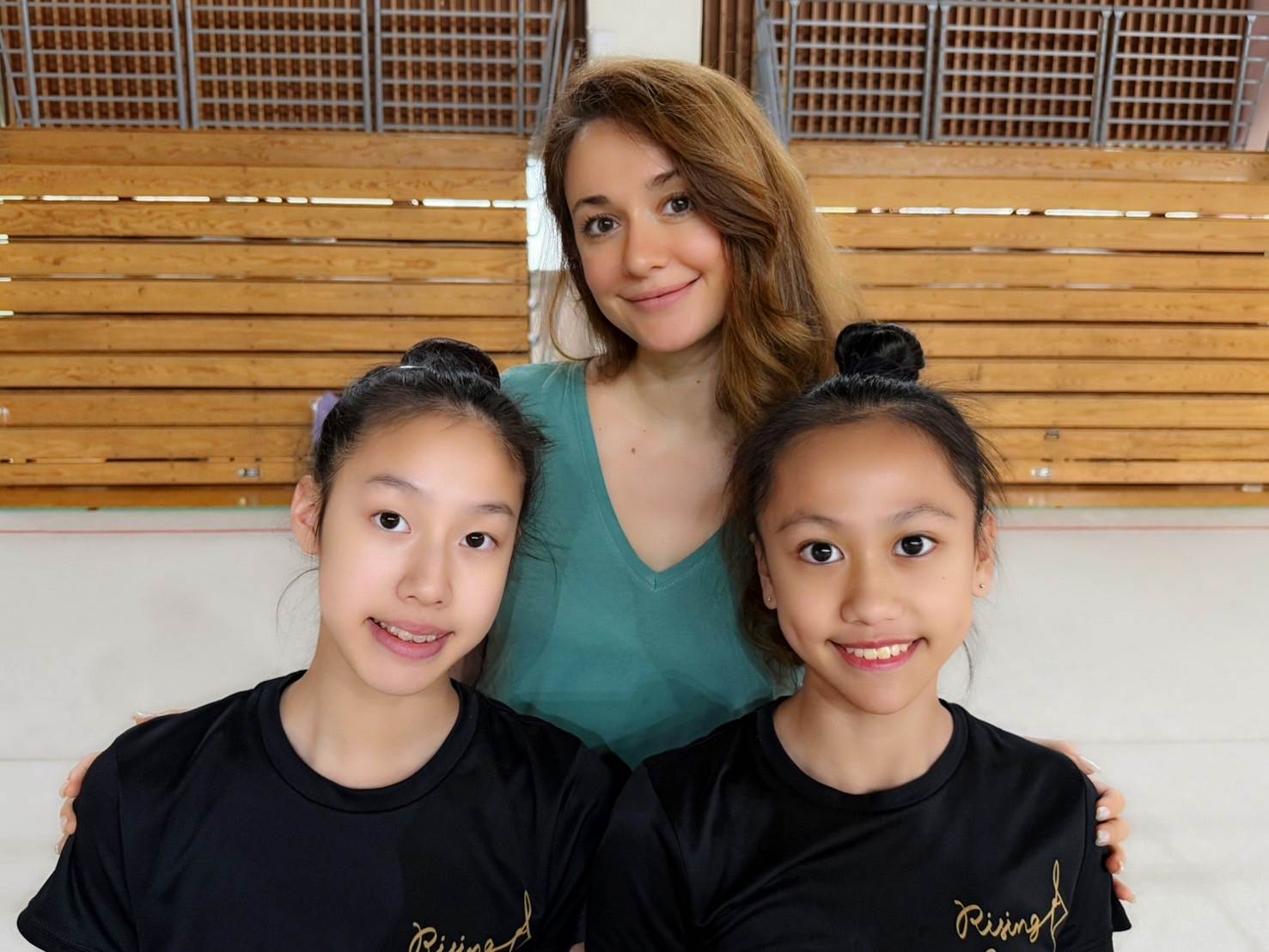 瑞星兩名小將將參加台灣國手選拔，星彤（左起）、瑞莎、林羽潔。（圖／瑞星體操協會）