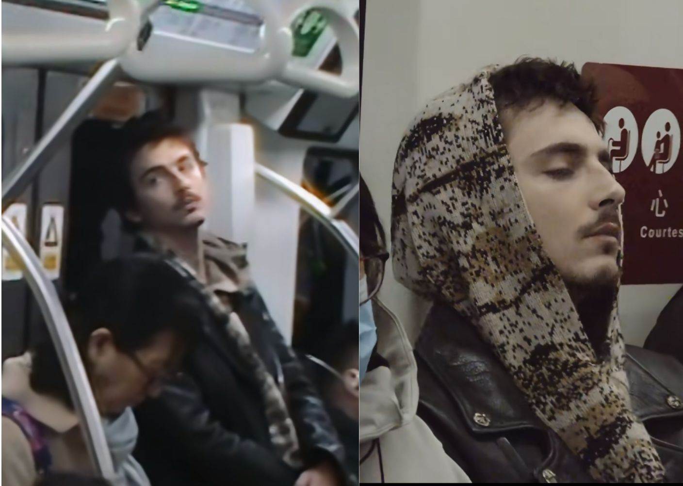 甜茶搭乘北京地鐵。（圖／翻攝自小紅書＠Timothée Chalamet 甜茶）