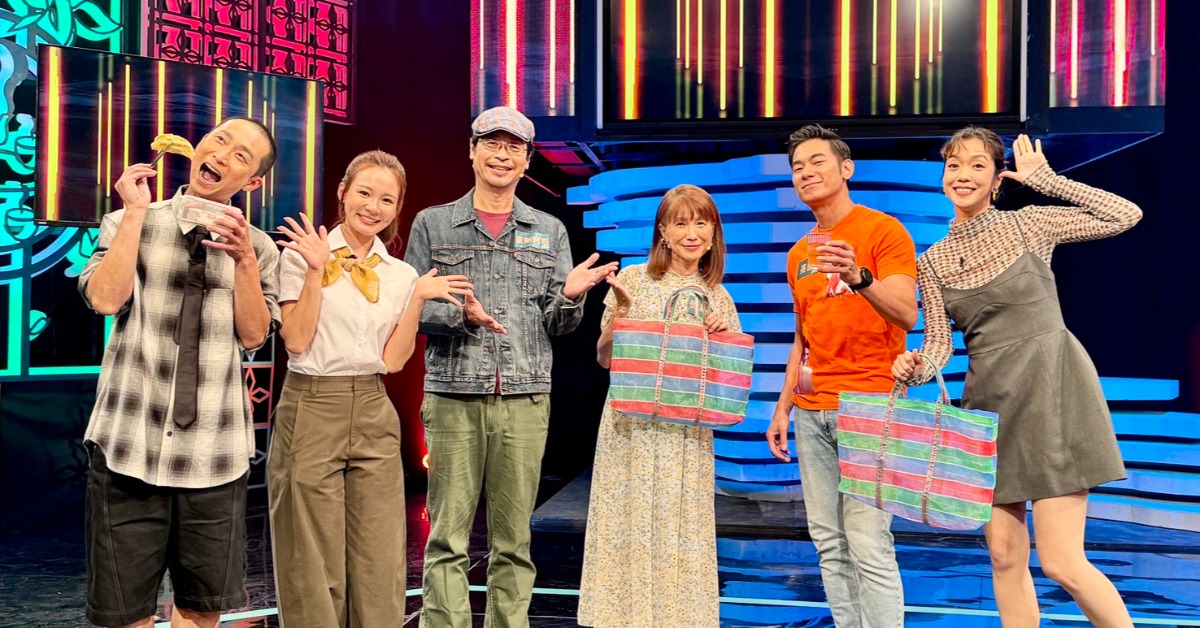 浩子(左起)、林莎、麥斯阿哥、番紅花、亮哲、大霈，導覽南門市場與北投市場。（圖／公視台語台提供）