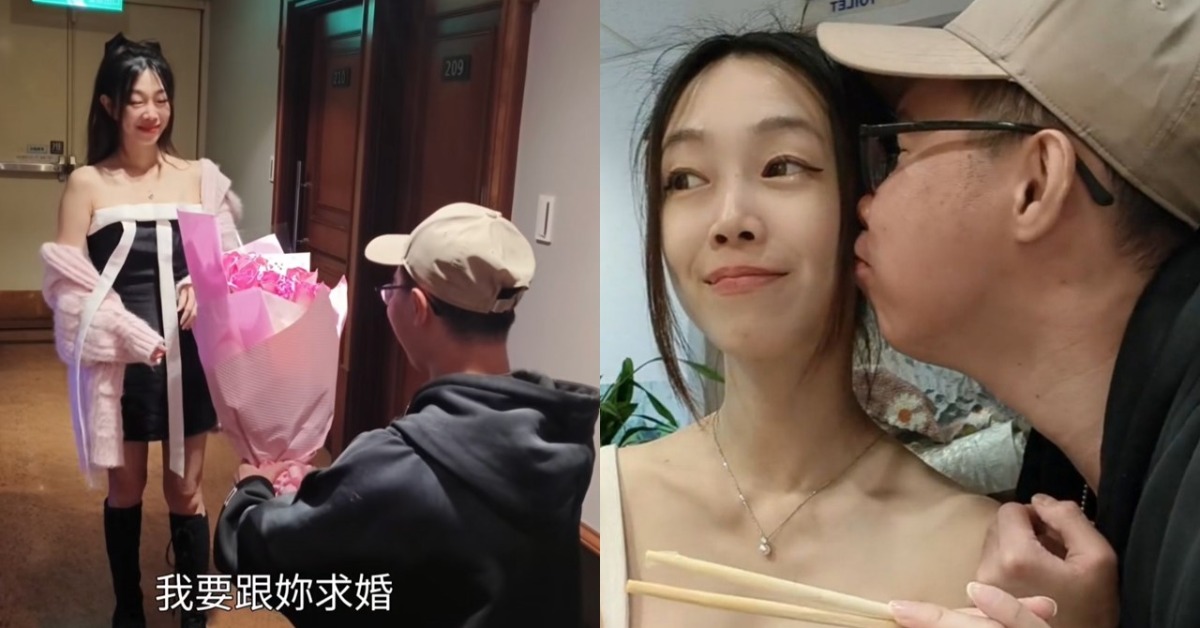 鄧佳華向女友簡簡求婚。（圖／翻攝自鄧佳華Threads）