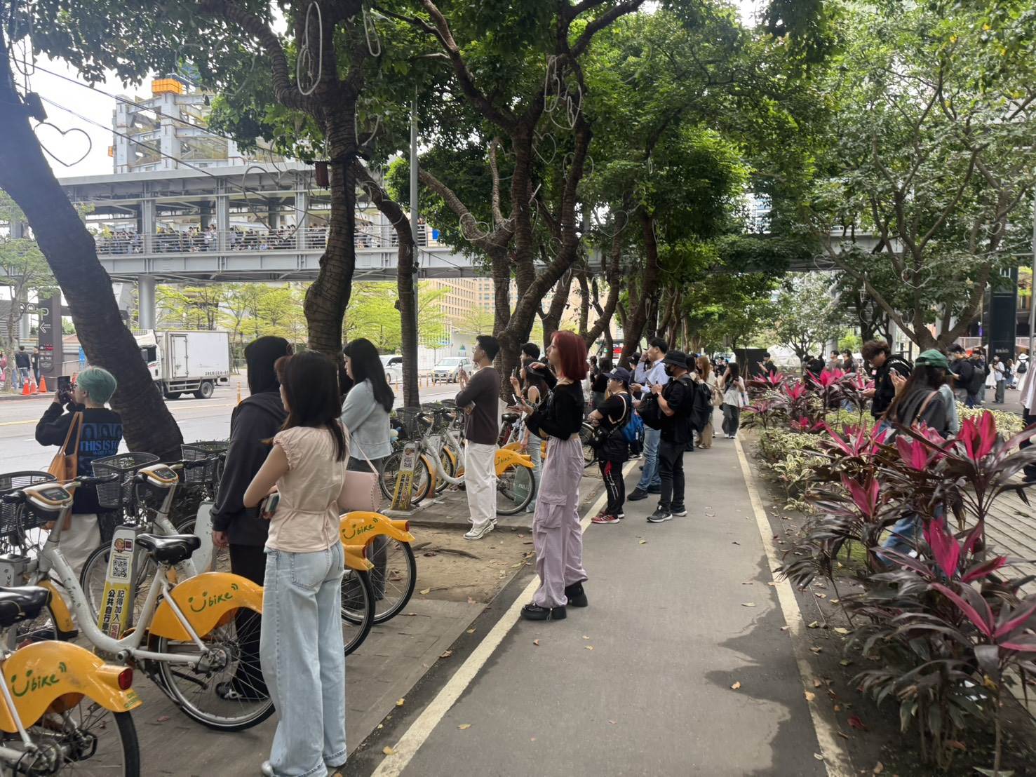 韓國女團TWICE成員Sana現身台北101，現場聚集千名ONCE。（圖／記者楊雅芸攝）