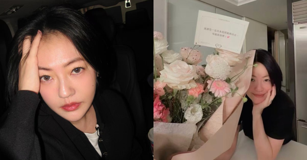 女星小S（徐熙娣）發文分享小女兒「許老三」送花祝她母親節快樂。（圖／翻攝自小S IG）