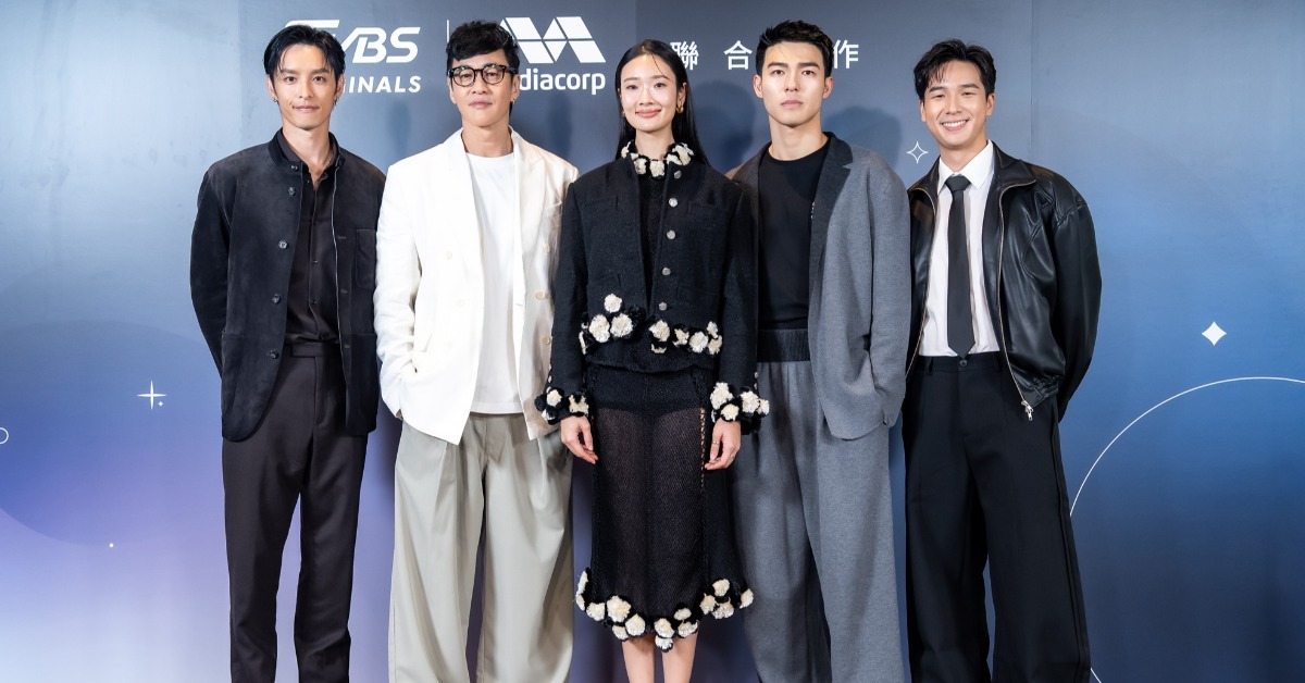 曹佑寧（左起）、導演何潤東、Aokbab茱蒂蒙、陳昊森及蔡程俊出席《對你心動的預言》聯訪。（圖／TVBS）