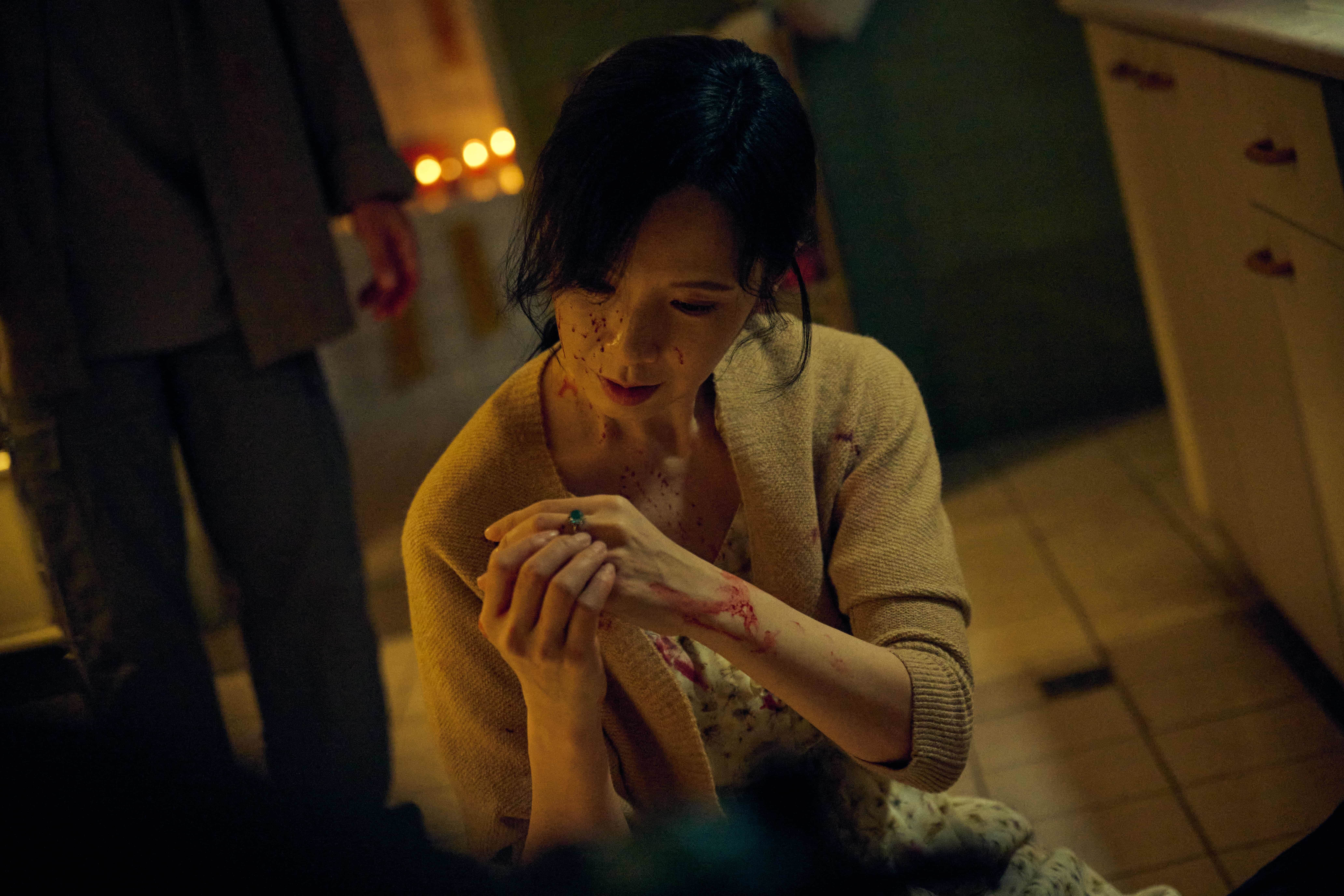 天心《祭弒》駭人特化妝連貓都「拒絕直視」。（圖／威視電影）