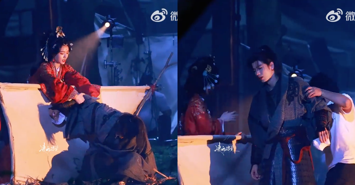 張凌赫起身需要旁人攙扶。（圖／翻攝微博）