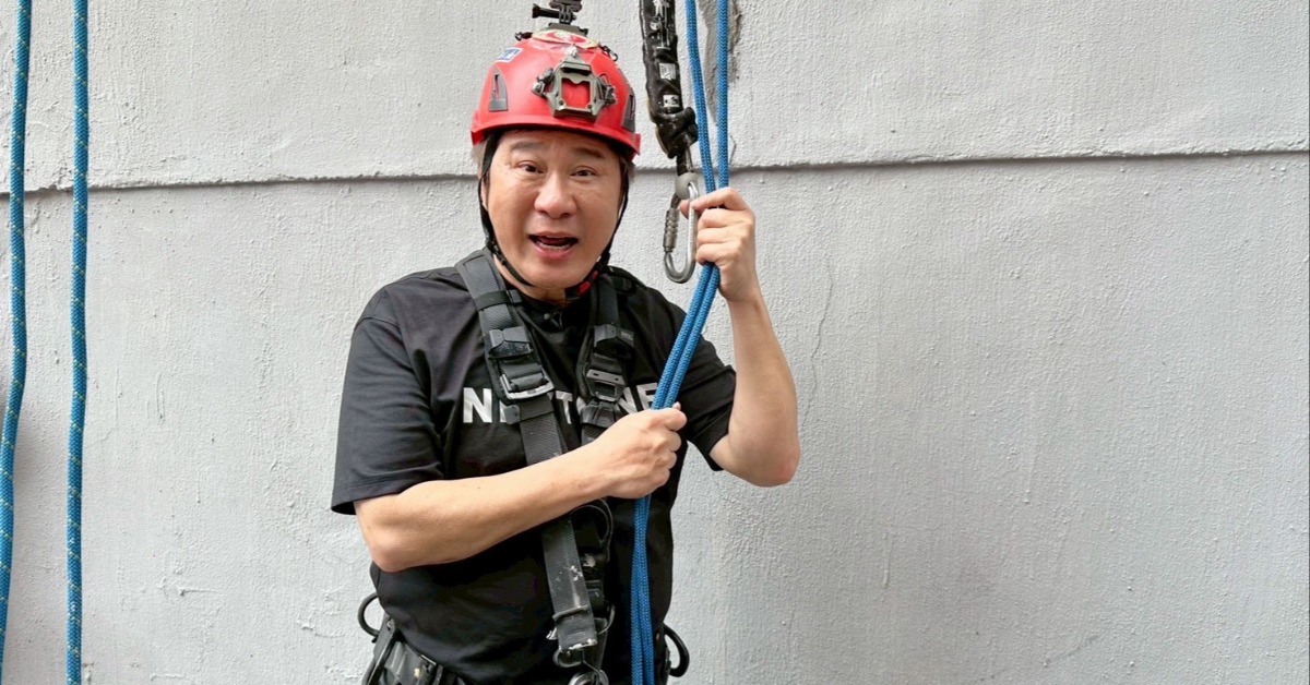 胡瓜挑戰專業外牆工程工作。（圖／下面一位提供）
